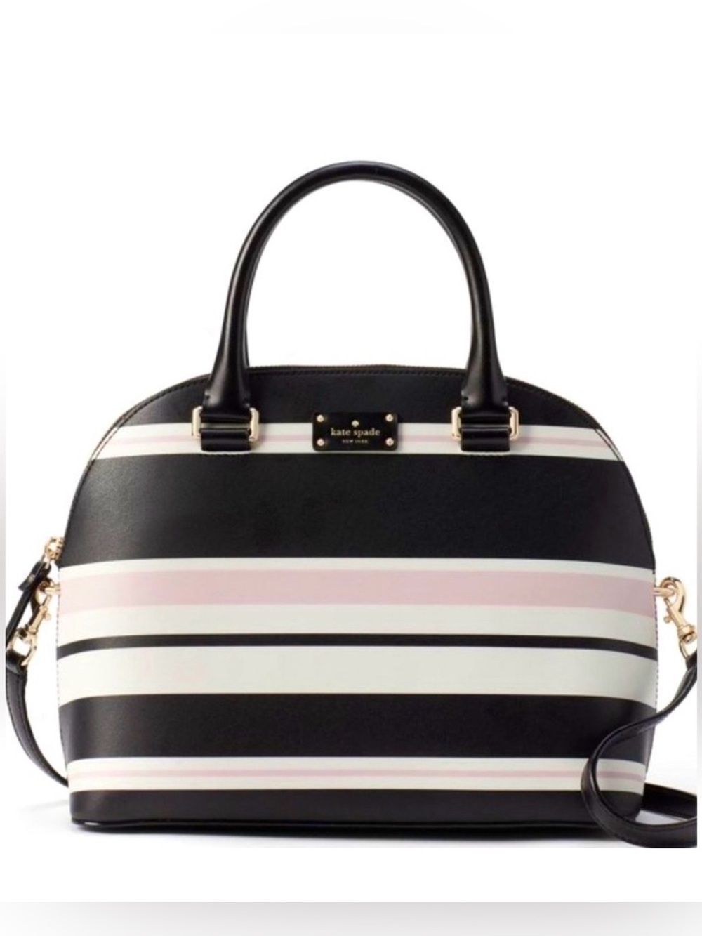 KATE SPADE ♠️ New York 🖤🤍🩷Carli🩷🤍🖤GROVE STREET CLASSIC STRIPE BAG 🌟EUC🌟